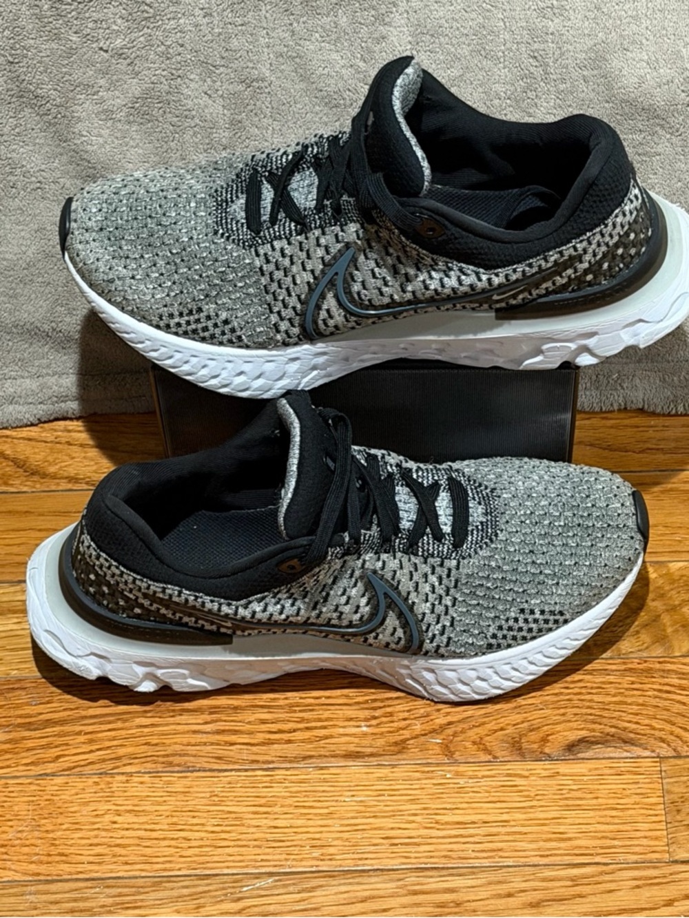 Nike React Infinity Run Flyknit 3 Men’s Running Shoes Black Gray White Size 11.5